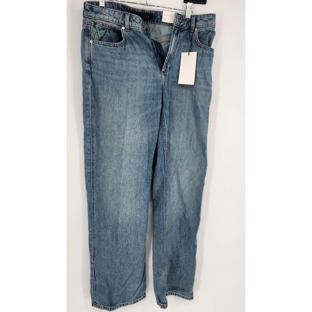 ZARA Women's Size 8 Blue Denim High Rise Regular Leg Long Length Jeans NWT